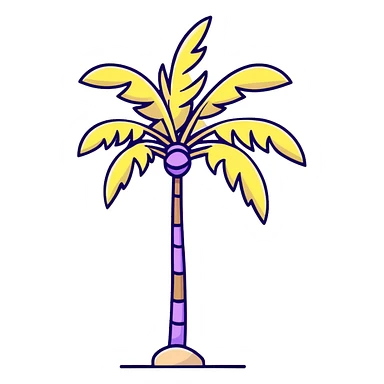 palm tree with pastel yellow trunk and pastel lavender leaves sticker