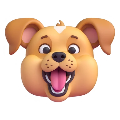 a dog making a silly face, 3D emoji style sticker