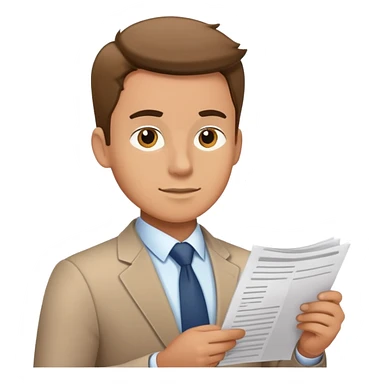 male office worker reviewing paperwork sticker