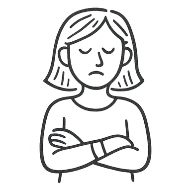 a woman crossing her arms, hand drawn outline style sticker