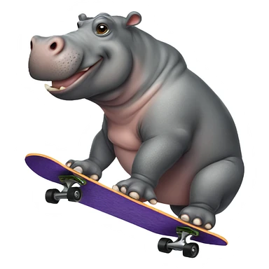 hippo riding skateboard sticker