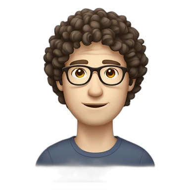 Pale skinned guy with short curly dark brown hair and circle glasses sticker