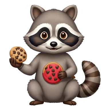 A raccoon is holding a cookie in his hands sticker