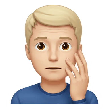 white guy looking up, hand on face sticker