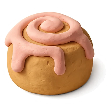 claymation style cinnamon roll with pastel colors, no background sticker