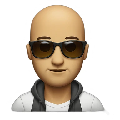 Very Serious Bald man with small beard and sun glasses sticker
