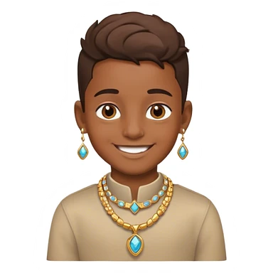 smiling boy with jewelry sticker