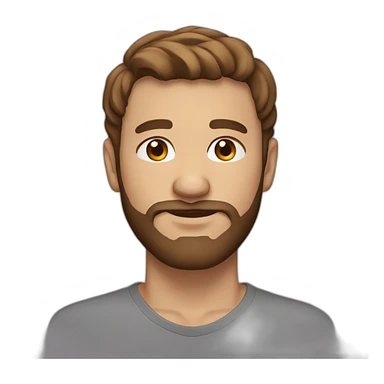 man with round face, short brown hair, beard and nose ring sticker