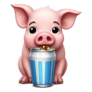 small pig drinking soda sticker