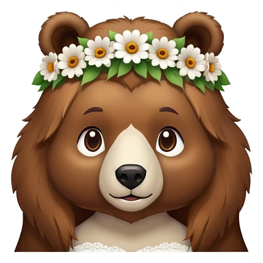 bear in wedding dress with flower crown sticker