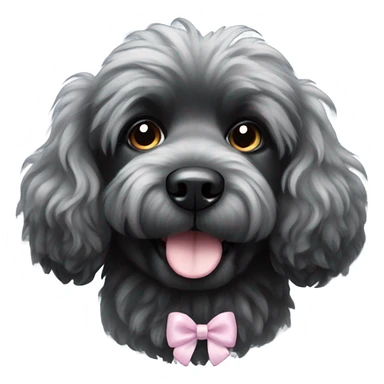 Black fluffy dog with bow sticker