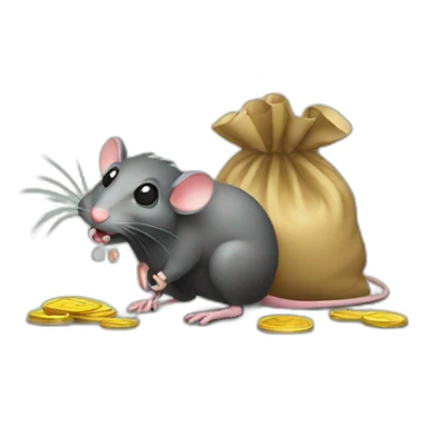 Rat malicious with money in bag sticker