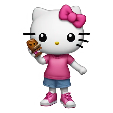 Hello kitty mad with a shoe in her hand sticker