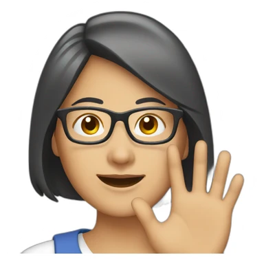 Asian woman with glasses waving sticker
