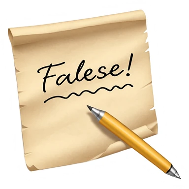 a hand writing 'false' on a piece of paper sticker