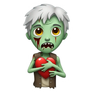 Zombie holding a heart sticker