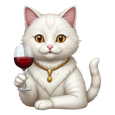 Cat drinking wine from bottle sticker