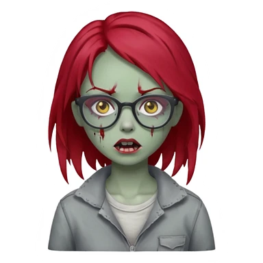 girl zombie with cherry red hair and glasses sticker