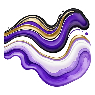 Black, white, gold, purple, abstract Watercolor paintings sticker