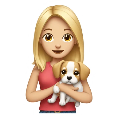blonde girl holding a dog in her hands sticker