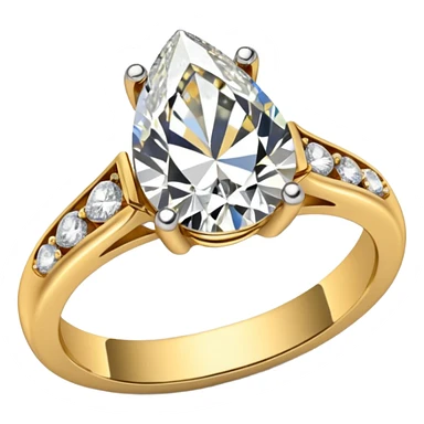 Pear cut engagement ring with gold band with diamonds  sticker