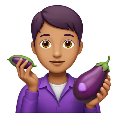 holding brinjal sticker