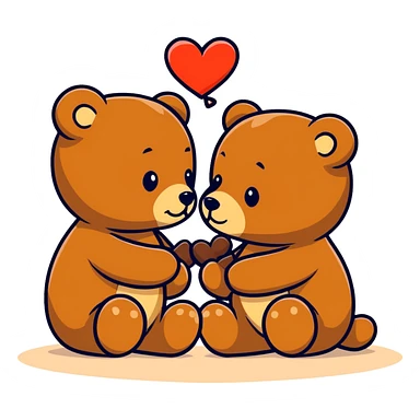 To brown teddy bears kissing  sticker