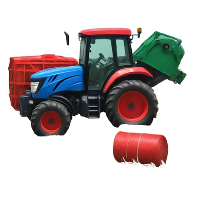 Blue tractor and red round baler  sticker