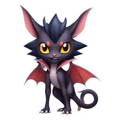  Kawaii Cute Cool Edgy Vampiric Beautiful Noivern-Nargacuga-Litten with big Bat Ears full body sticker