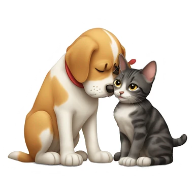 Dog kissing cat  sticker
