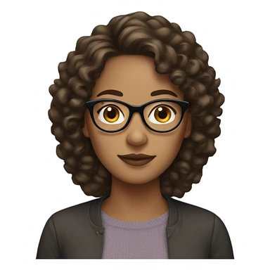 woman with glasses, light skin, and dark brown curly hair sticker