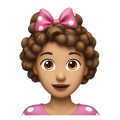 Woman with brown hair and Minnie Mouse ears sticker