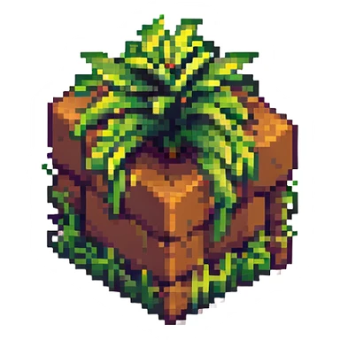 Minecraft grass block, square shape, brown and green, smooth, isometric sticker