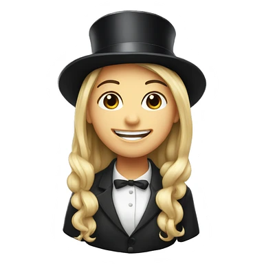 smiling girl white skin, in top hat sticker