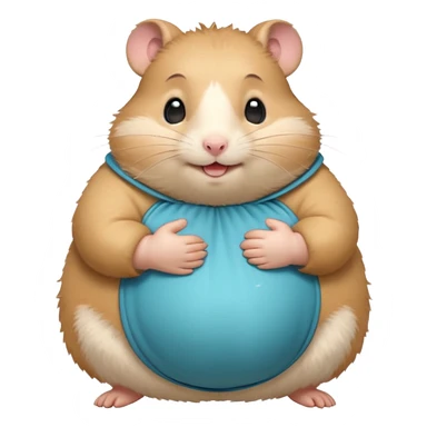 fat hamster holding pregnant belly smiling awkwardly sticker