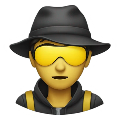 person that looks like a robber with yellow skin sticker