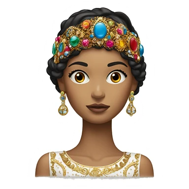 Dolce and Gabbana Italian model with dark hair and headband with colourful ornament and golden detais  sticker