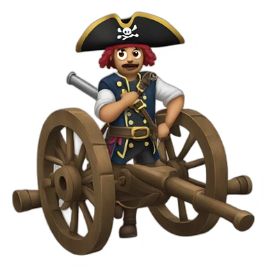 Pirate with cannons instead of arms sticker