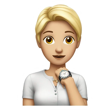 lady looking at watch sticker