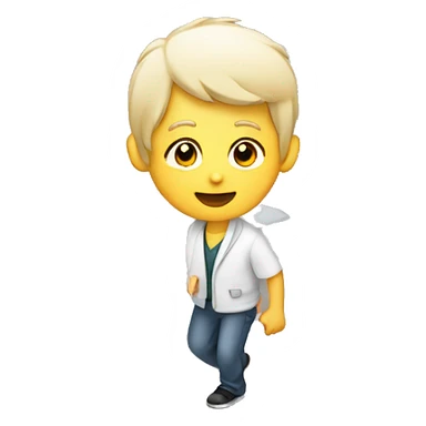 a student with white skin making a step downstairs sticker