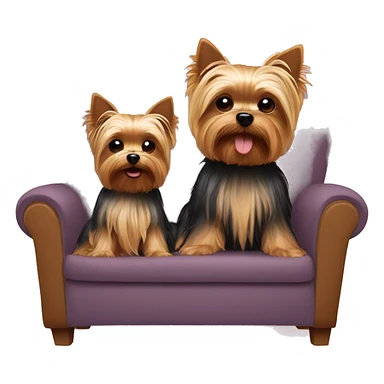 yorkie with baby sitting in sofa  sticker