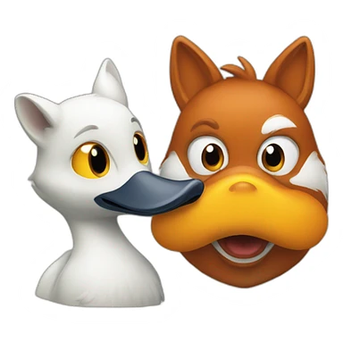 a duck and a fox sticker