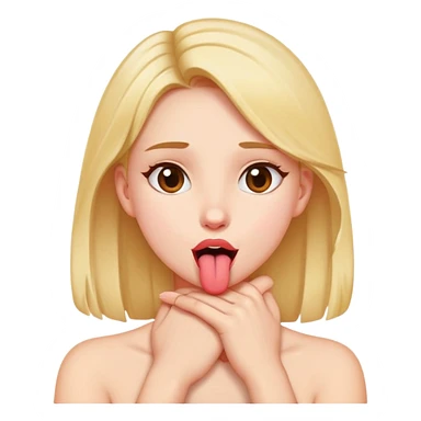 A girl with hands crossed on her neck and tongue out sticker