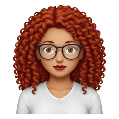 rizada peli roja tono fuerte , trigueña , con lentes y top blanco pelo largo  sticker