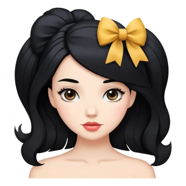 a  beautiful woman with a black hair and a bow in her hair  sticker