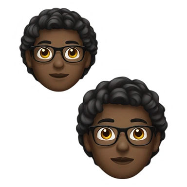 A 17-year-old boy wearing black glasses, with dark skin and elegant hair sticker