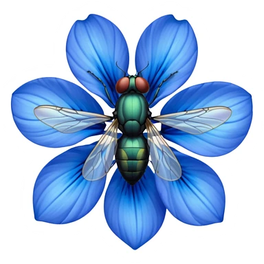
fly on blue flower sticker