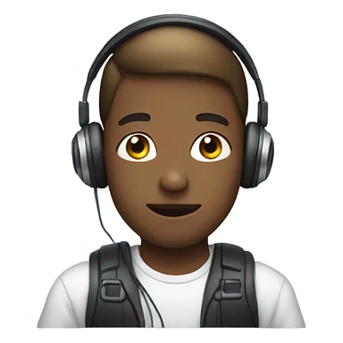 boy with headphones and phone sticker