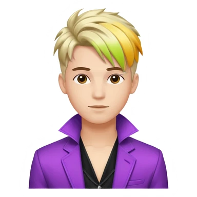 A stylish youngman idol in colorful stage outfit, trendy hairstyle with dyed highlights sticker