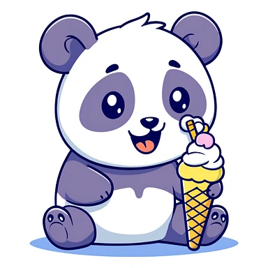 Panda eating ice cream sticker